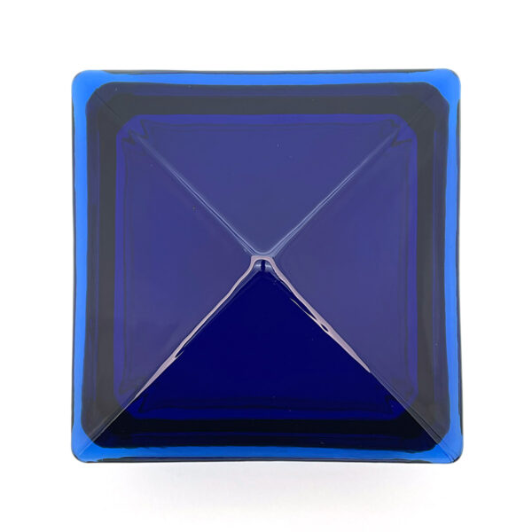 Top View Of Cobalt Blue Woodway Glass Post Cap For 4 Inch Square Post