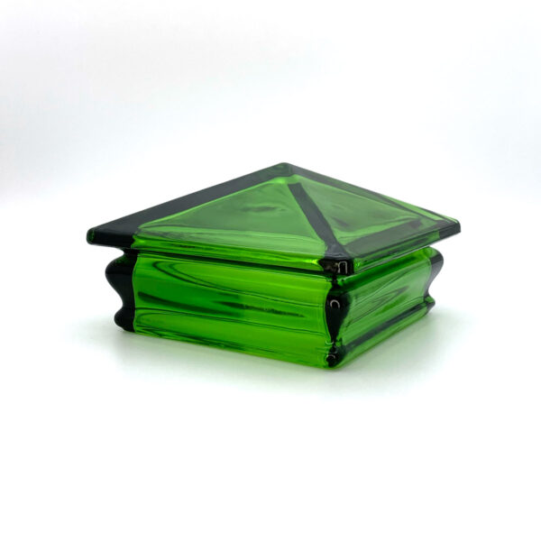 Perspective View Of Forest Green Woodway Glass Post Cap For 4X4 Inch Square Post