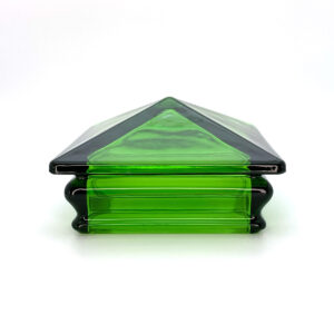 Side View Of Forest Green Glass Post Cap For 4 Inch Square Post