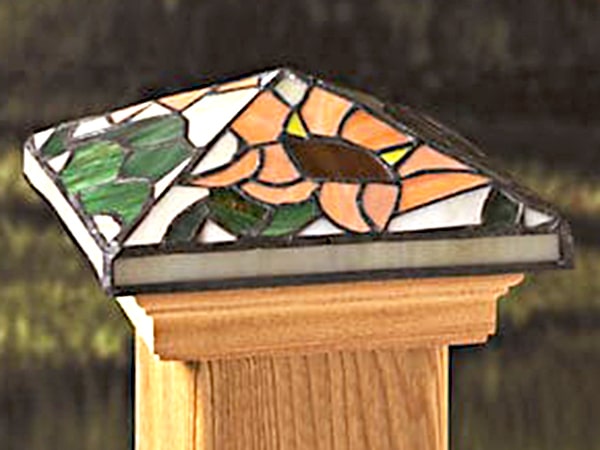 Tiffany Style Sunflower Stain Glass Post Cap
